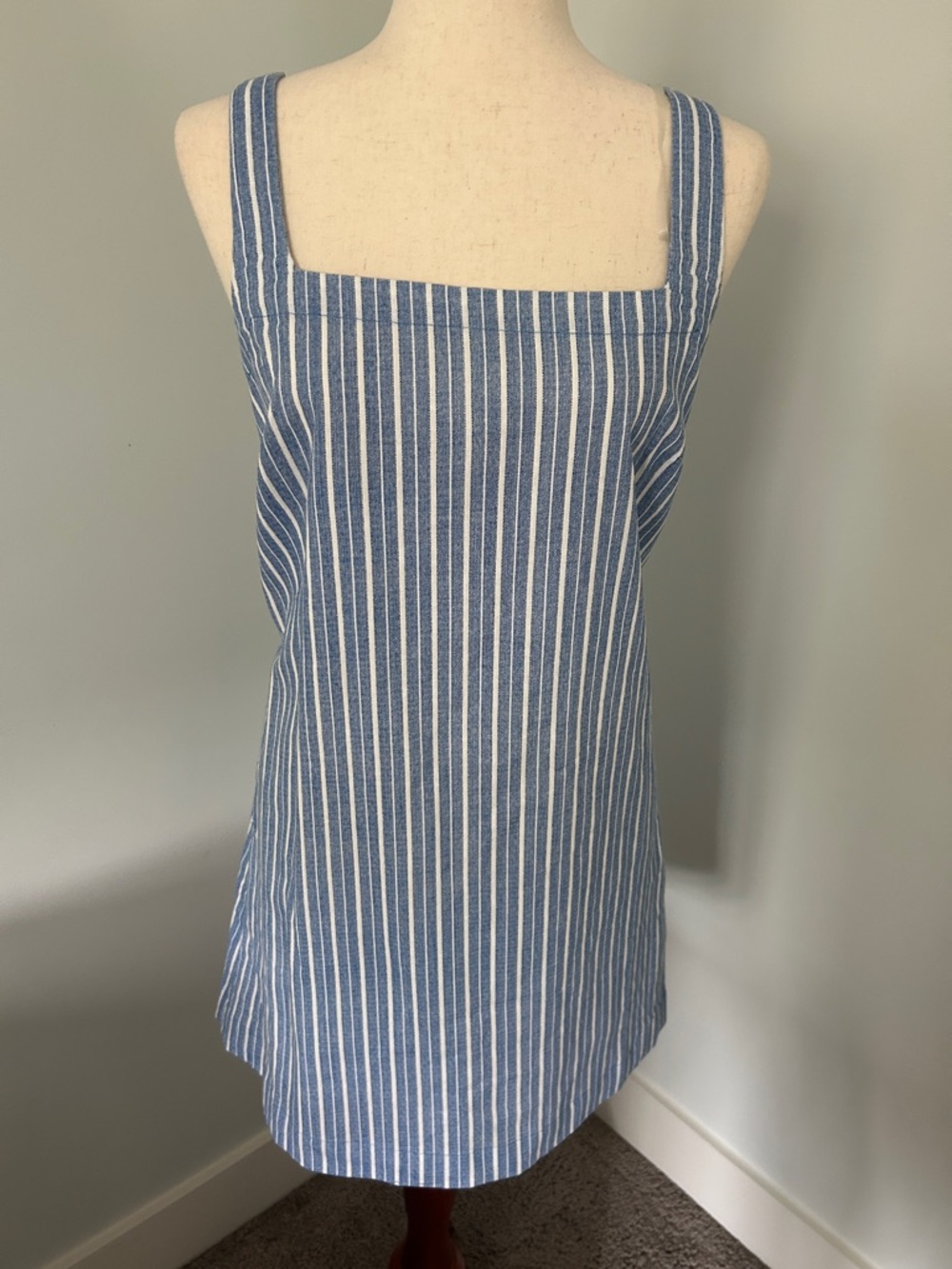 NWOT a new day Blue & White Vertical Stripe Square Neck Tank